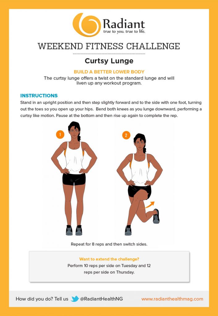 Weekend Challenge: Curtsy Lunge - Radiant Health Magazine