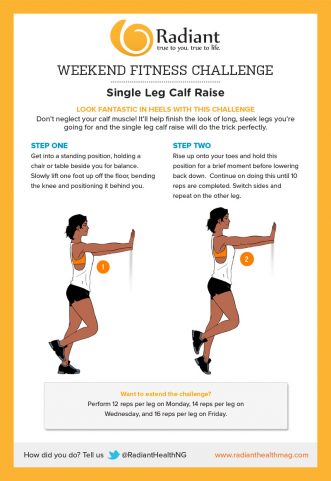 Weekend Challenge: Single Leg Calf Raise - Radiant Health Magazine