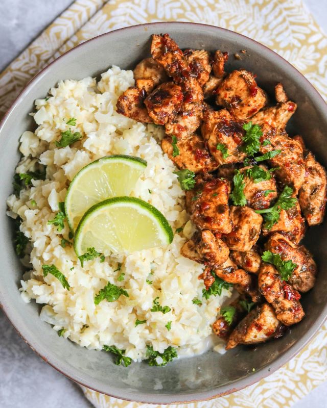 Coconut Cauliflower Rice With Jerk Chicken